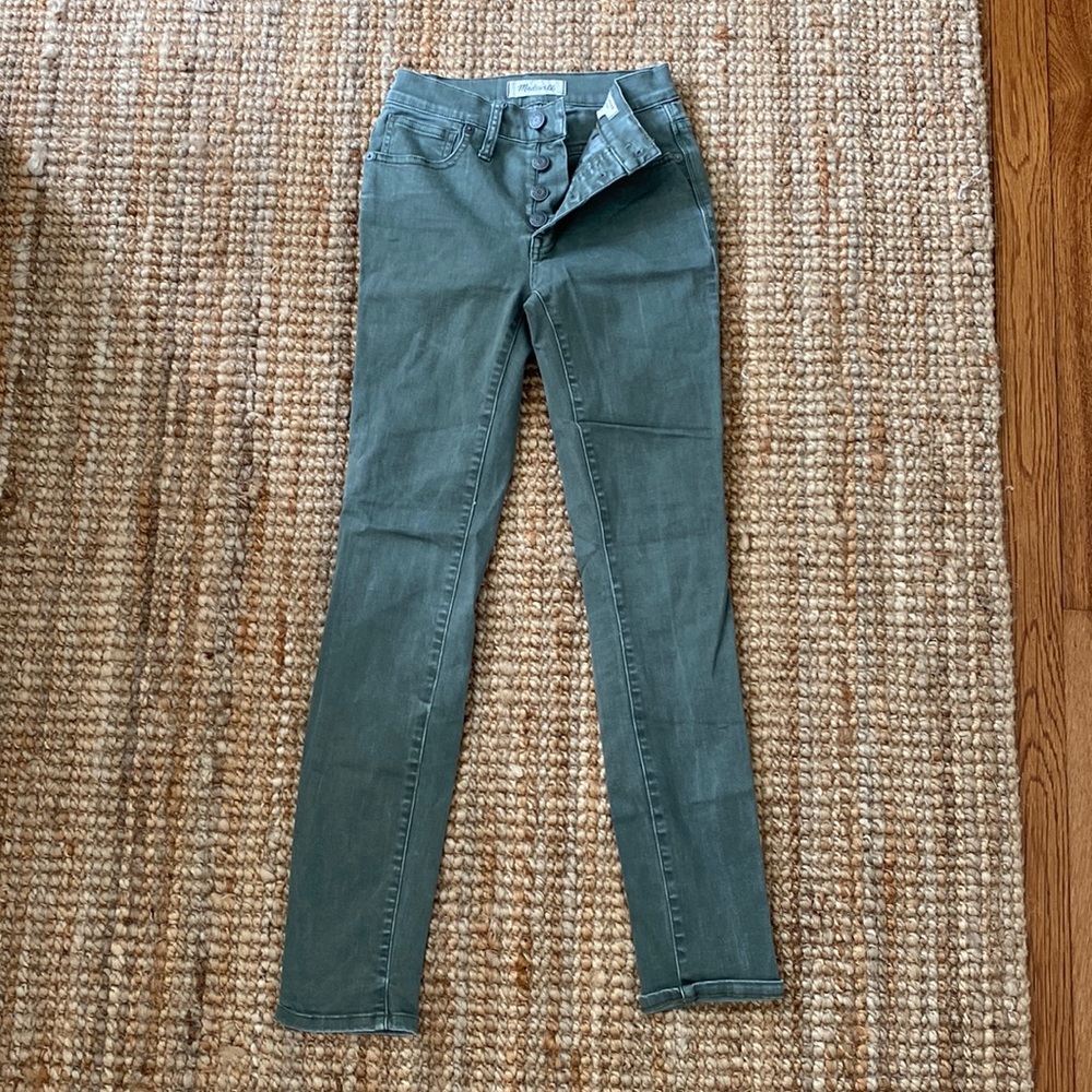 Madewell skinny jean/pant in green/grey
